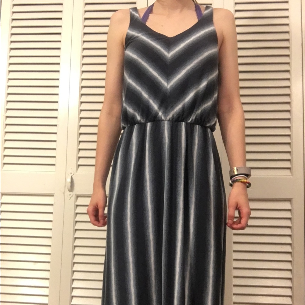 Navy Blue / Gray / White Maxi Dress